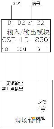 無源輸出時，輸出檢線電壓由被控設備提供，模塊與控制設備的接