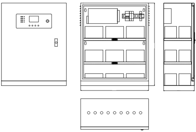 HW-DL-1KVA-N200消防應(yīng)急燈具專(zhuān)用應(yīng)急電源外形結(jié)構(gòu)示意圖
